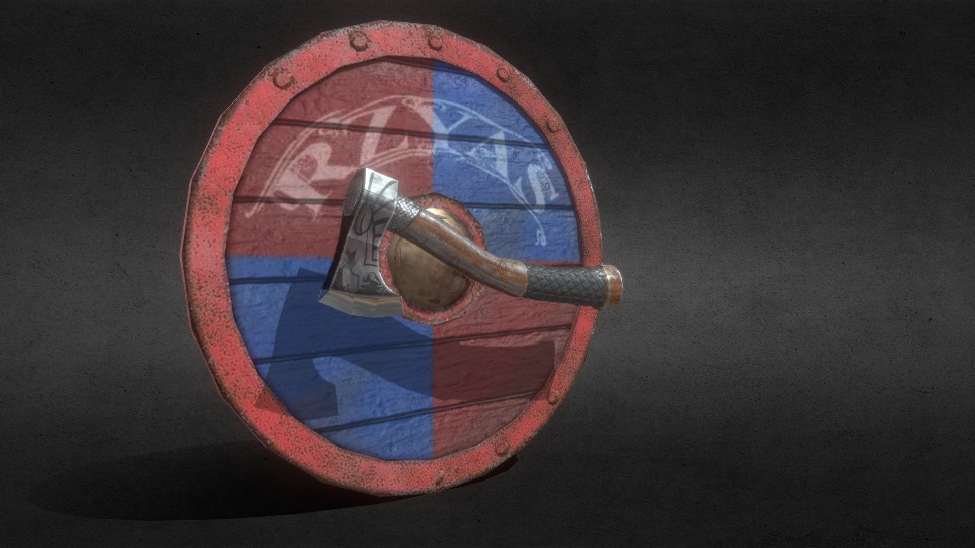 Viking ax and shield