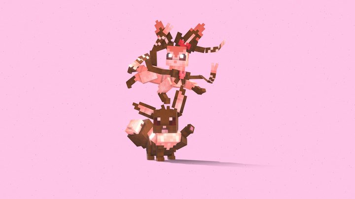 Valentines Eevee & Sylveon 3D Model