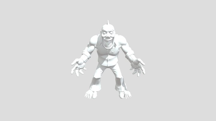 A tall scary cartoon man. 3D Model