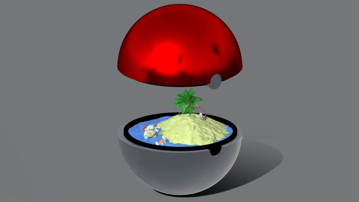 Pokeball Diorama - Water 3D Model