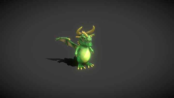 Cartoon Emerald Dragon Animated 3D Model 3D Model