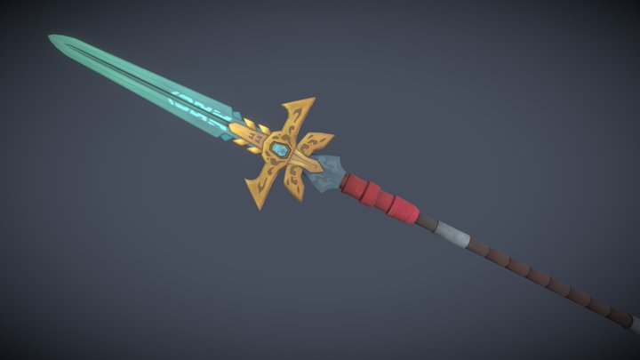 Stylized Fantasy Spear - Hand-painted 3D Weapon 3D Model