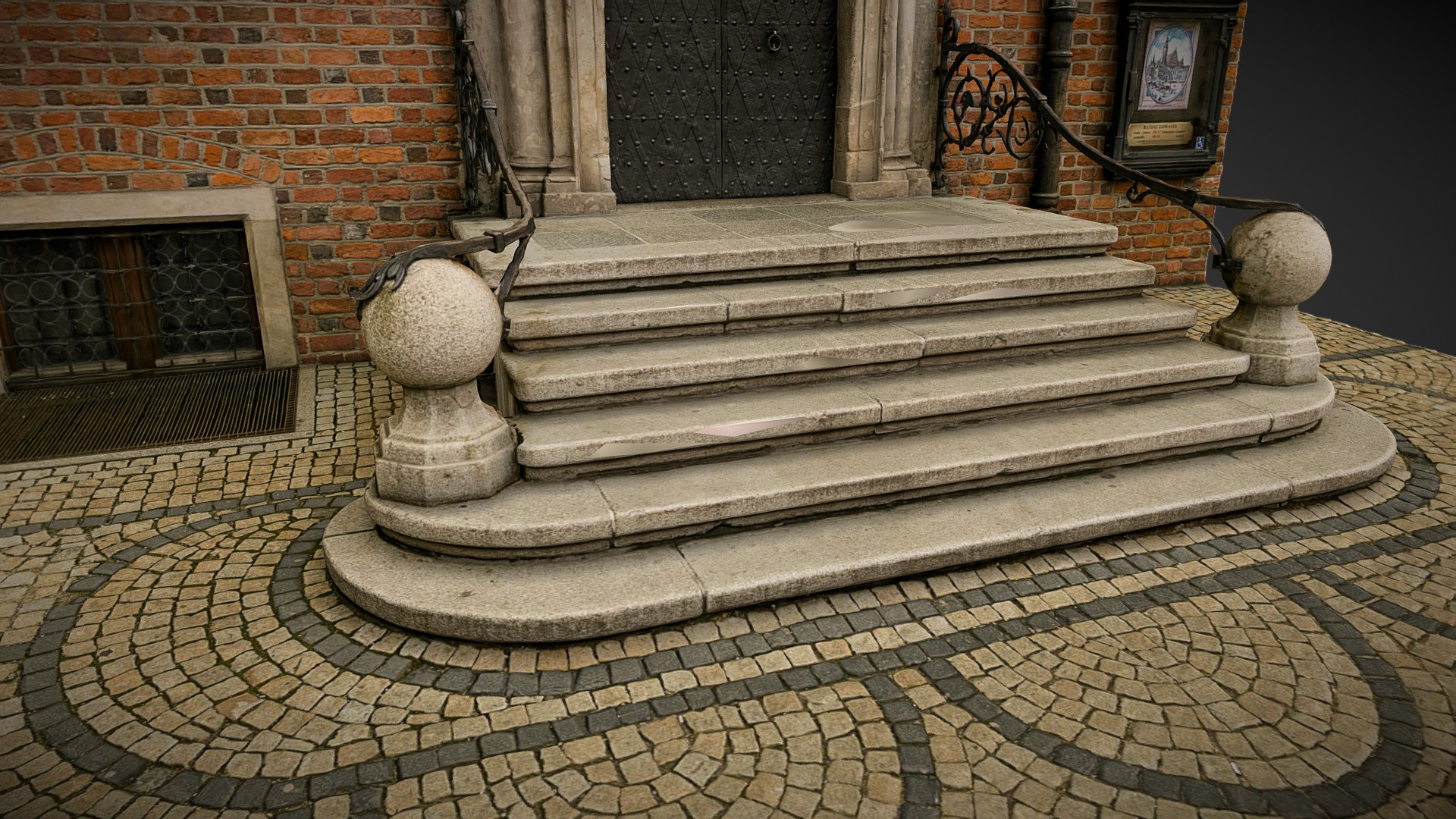 3D model Wroclaw Ratusz Enter - This is a 3D model of the Wroclaw Ratusz Enter. The 3D model is about a set of stone stairs.