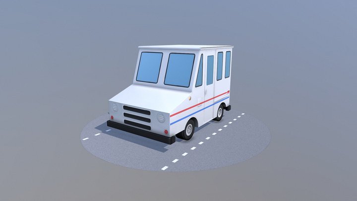 Retro mail van 3D Model