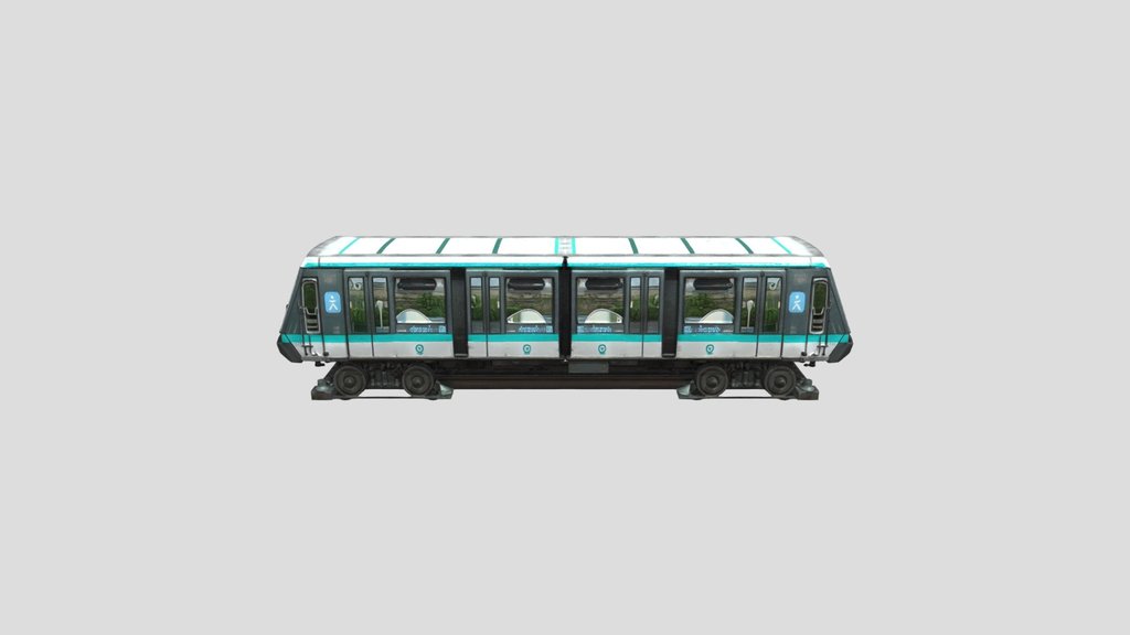 Ile-de-France Metro Train on Elevated Tracks