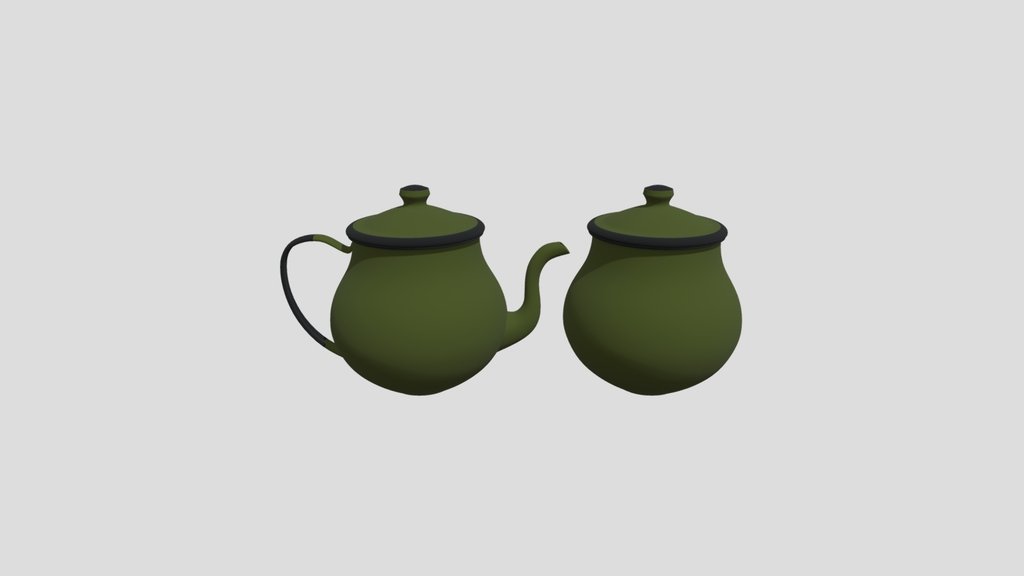 Enamelware Kettle And Container