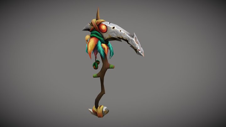 Sjaman Scythe - Handpainted WoW Weapon 3D Model