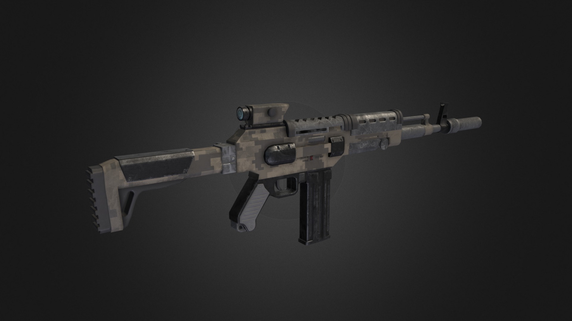 3D model AK-144 - This is a 3D model of the AK-144. The 3D model is about a silver and black gun.