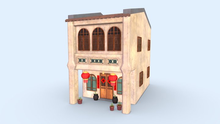 Traditional Malaysian Penang House 3D Model