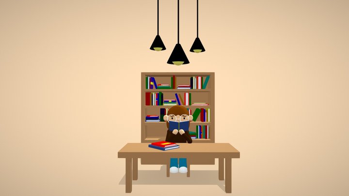 Reading in Library 3D Model