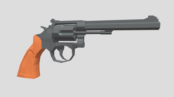 Low-Poly Revolver S&W 17-3 3D Model
