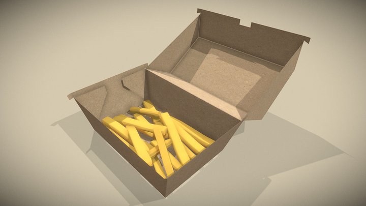 Fries in Take Out Box 3D Model