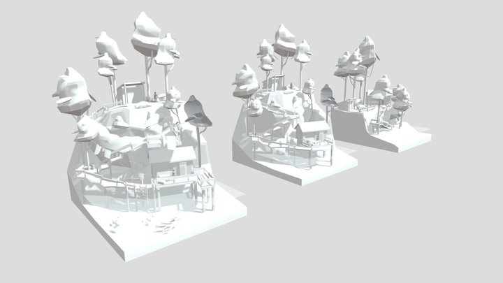 DAE- By the sea. Diorama House Blockouts 3D Model
