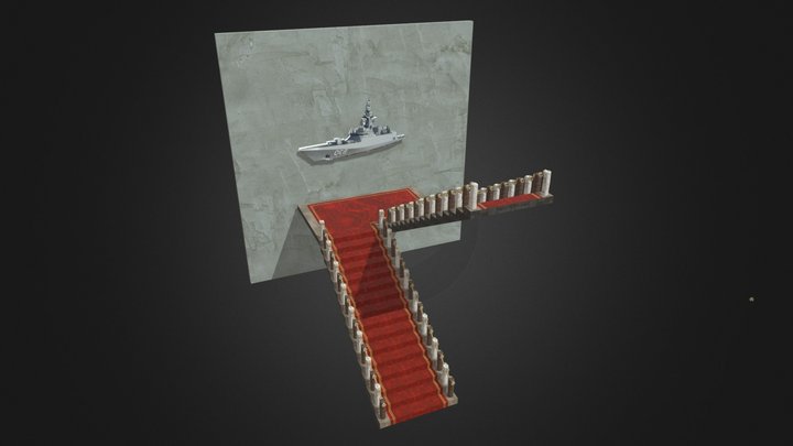 Red Carpet Stairs 3D Model
