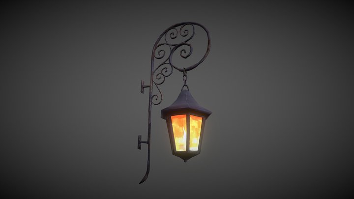 Stylized Street Lantern  - Hand painted 3D Model