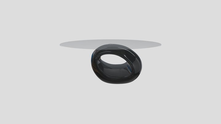 Sculptural Glass & Black Coffee Table 3D Model