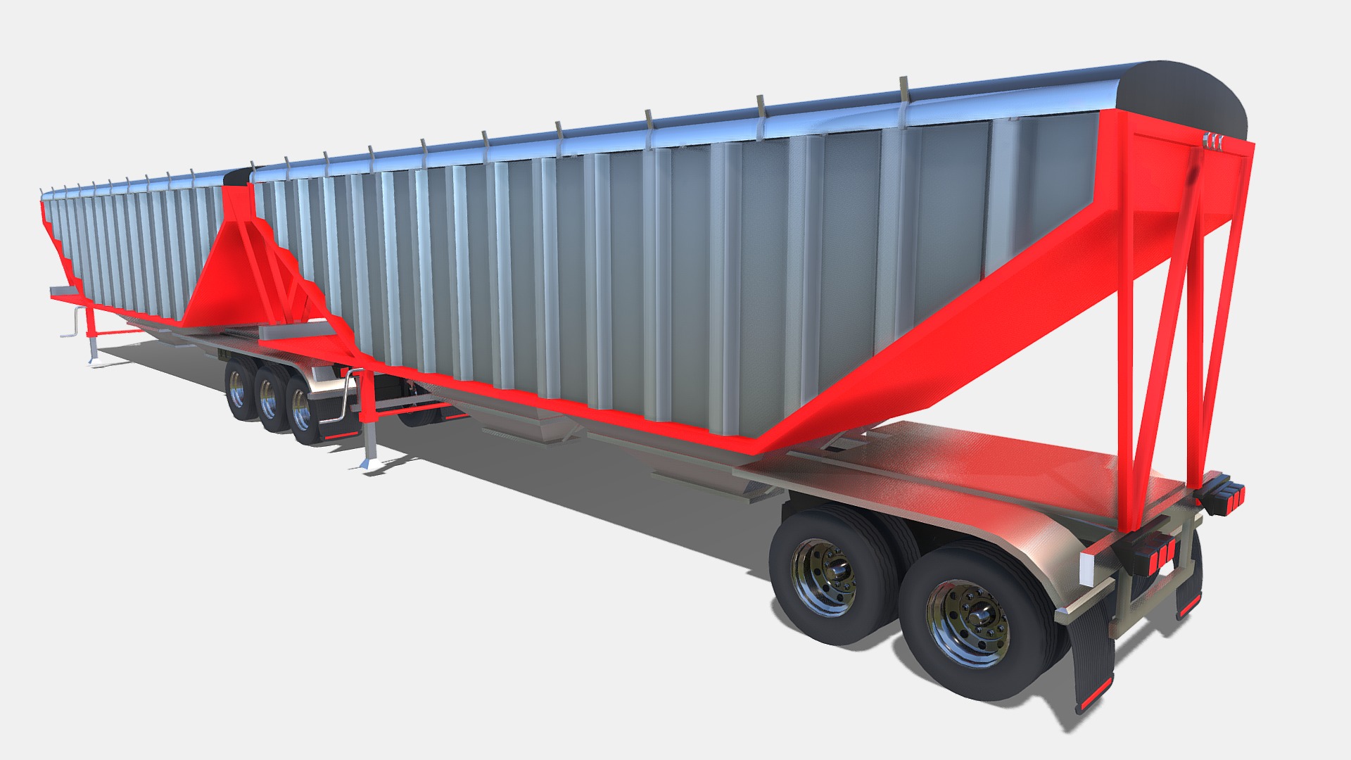 3D model Hopper - This is a 3D model of the Hopper. The 3D model is about a red and white trailer.