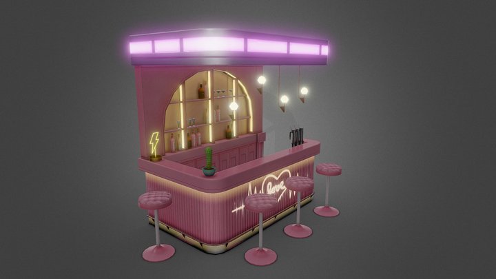 Pink Mini Bar 3D Model