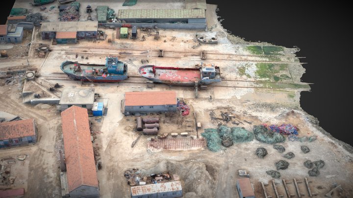 Shipyard, Wharf, Fishing boat, Fishingport – Kostenloses 3D-Modell STL