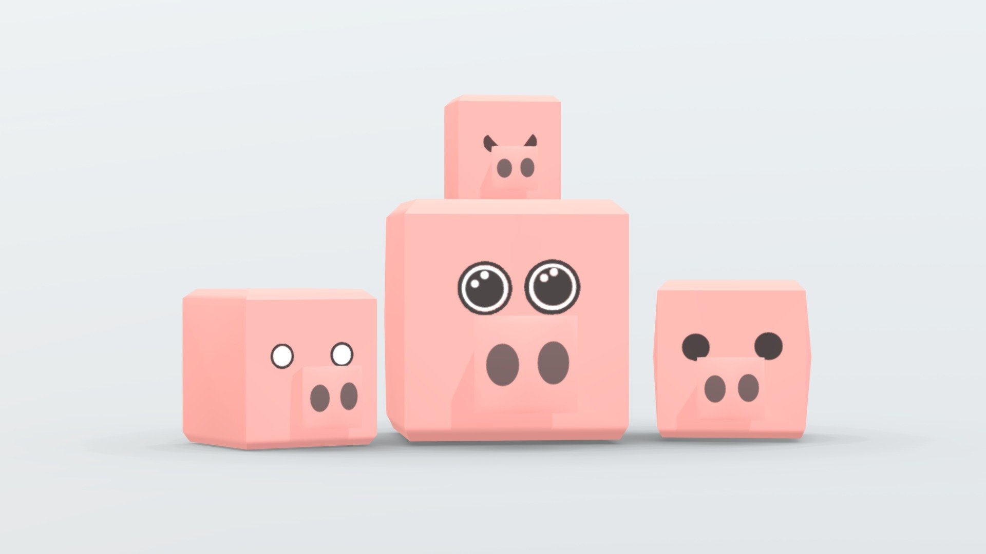 Low poly cube - pigs pack - Download Free 3D model by GarryMan [8c67f62 ...