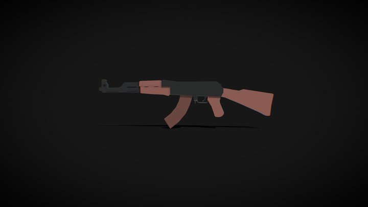 AK-47 Lowpoly Low Detail 3D Model