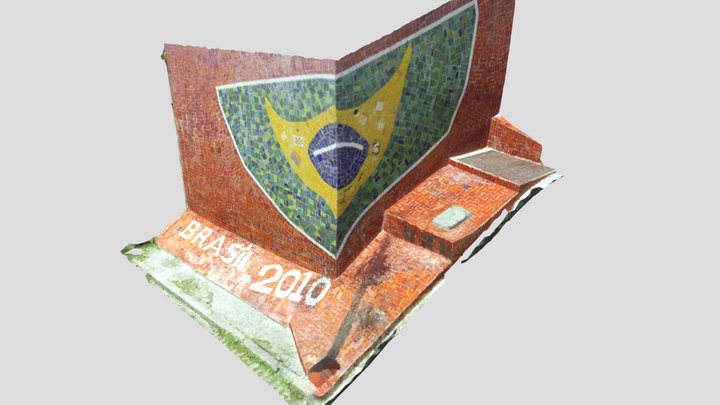Wall with a Brazilian flag /  Parede com bandeir 3D Model