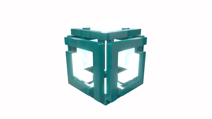 Open green Cube V2 3D Model