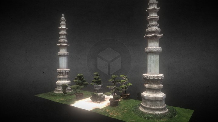 Zhenru Temple Sutra Building 3D Model