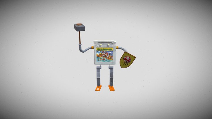 PAC4 - GameBoy cartridge animated robot 3D Model