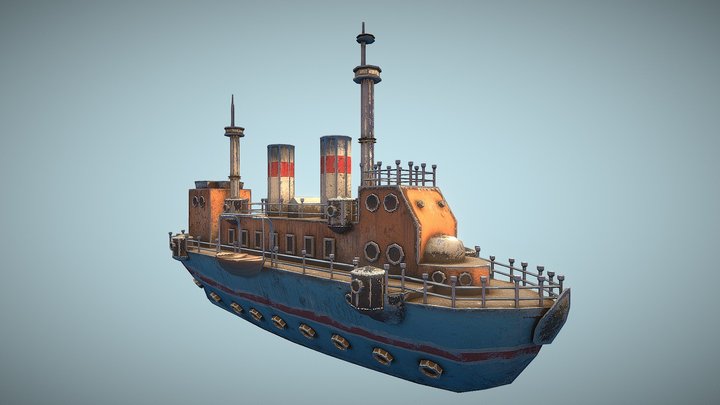 Stylized Steamship 3D Model