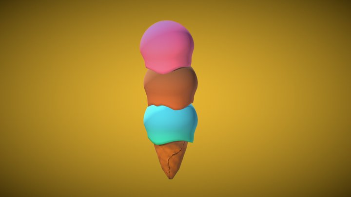 Stylized Ice Cream - Low Poly 3D Model