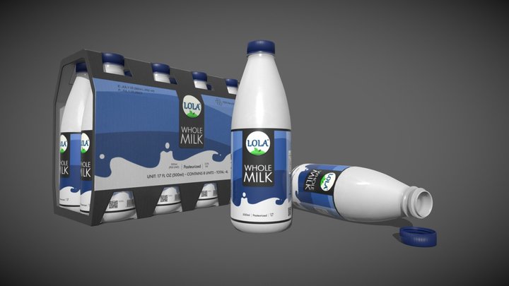 Milk plastic bottle 3D Model