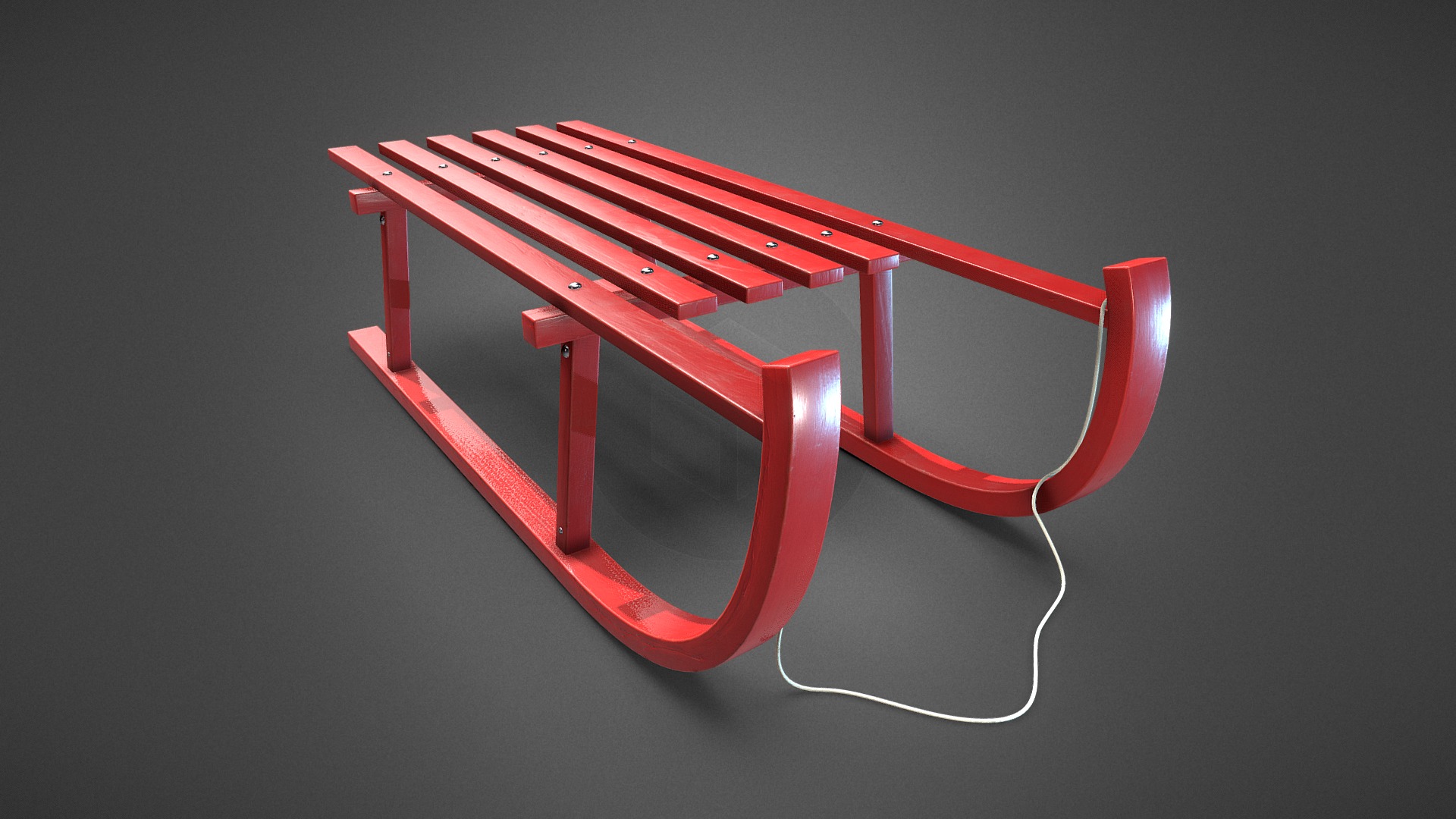 3D model Sled - This is a 3D model of the Sled. The 3D model is about a red chair with a white cord.