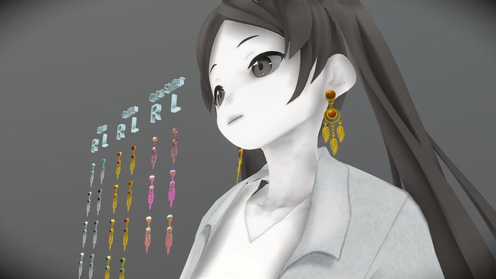 VTuber | VRChat | Stylized Earring Accessoire 3D Model