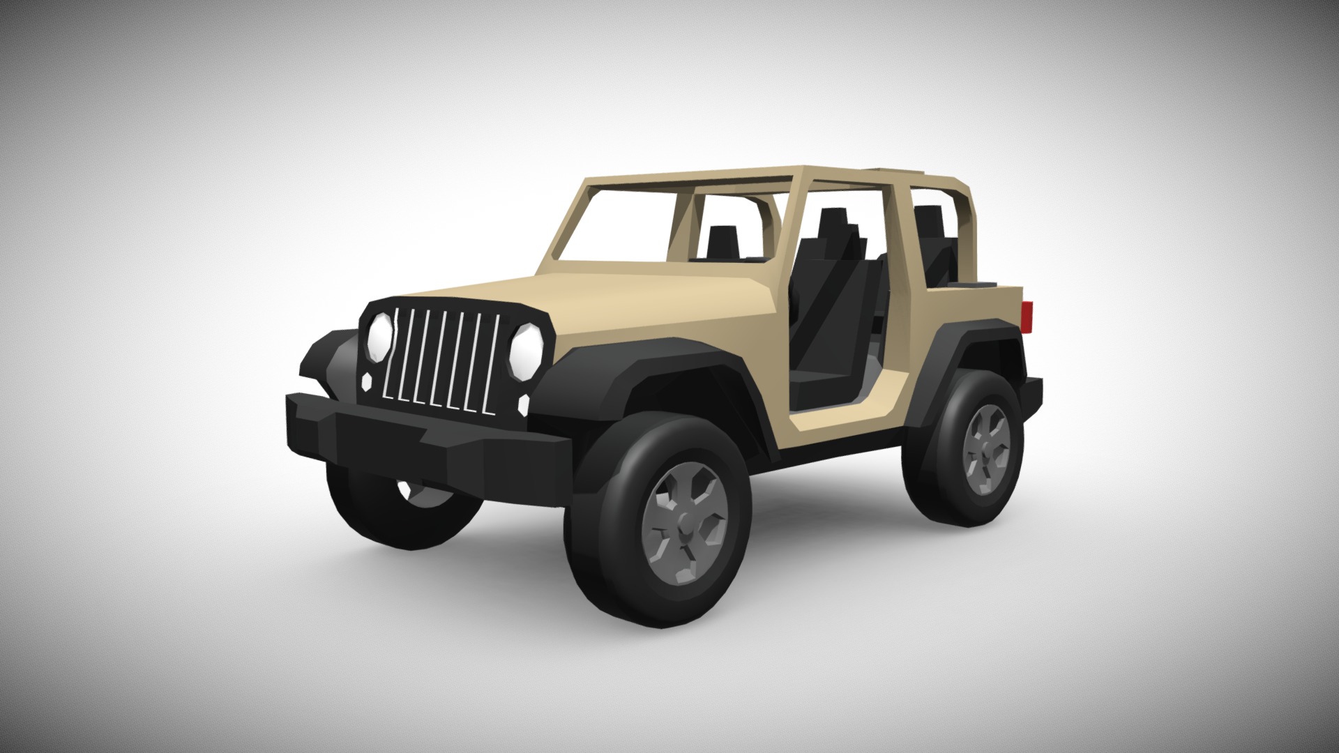 3D model Low-Poly Jeep Wrangler - This is a 3D model of the Low-Poly Jeep Wrangler. The 3D model is about a small yellow car.