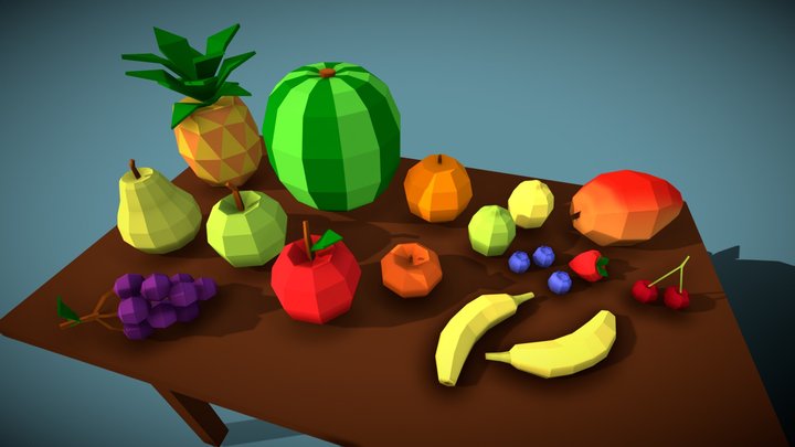Low Poly Fruits Pack 3D Model