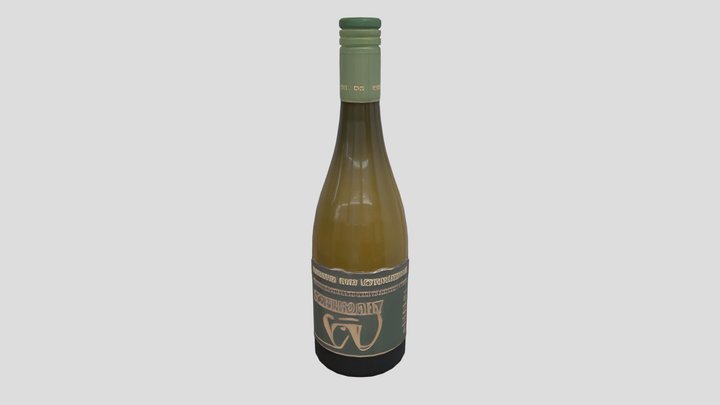 Dark green glass bottle 3D Model