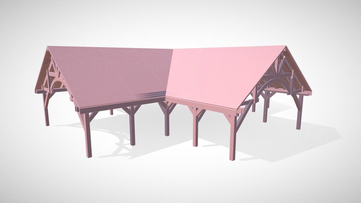 74x34 ft + (2) 20 ft x 34 ft Pavilion 3D Model