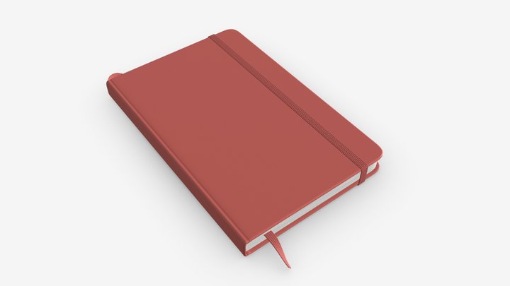 Notebook hardcover with strap A5 3D Model