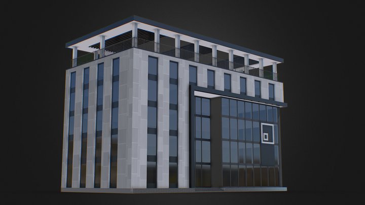 Modern Office Building With Terrace 3D Model