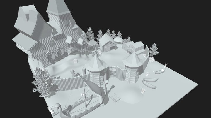 Slavic village (Blocking) 3D Model