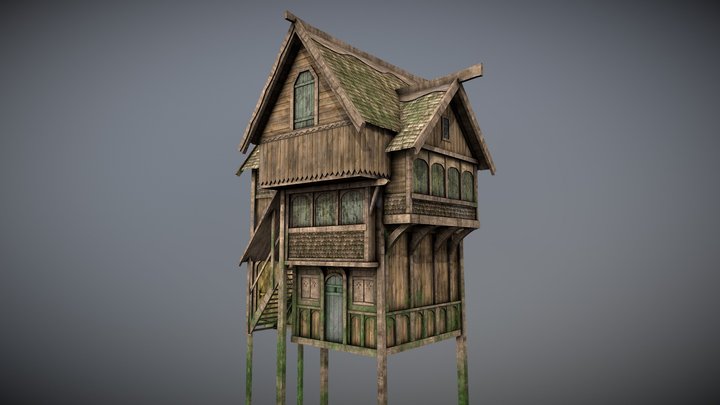 Medieval lake village - House 5 3D Model
