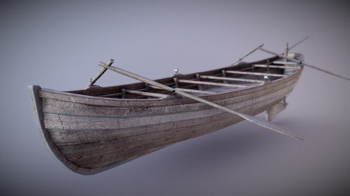 wooden rowing boat 3D Model