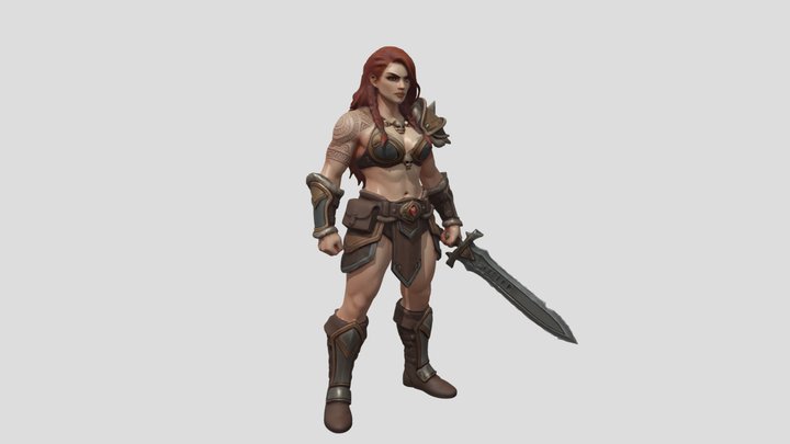 Stylized Female Warrior 3D Model