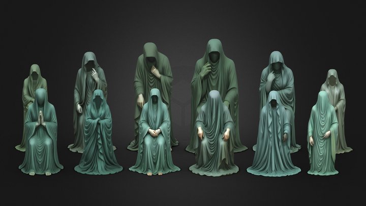 Ghost Statue Pack 3D Model