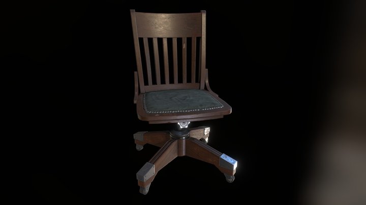 Antique desk chair 3D Model