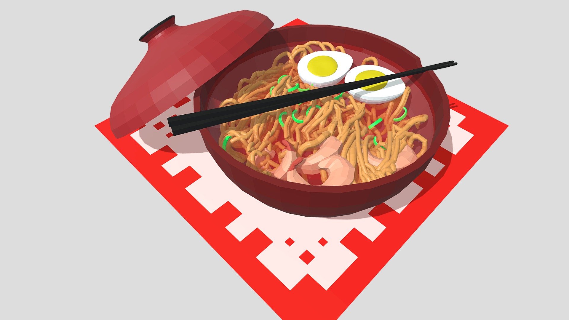 Lowpolly shrimp ramen bowl