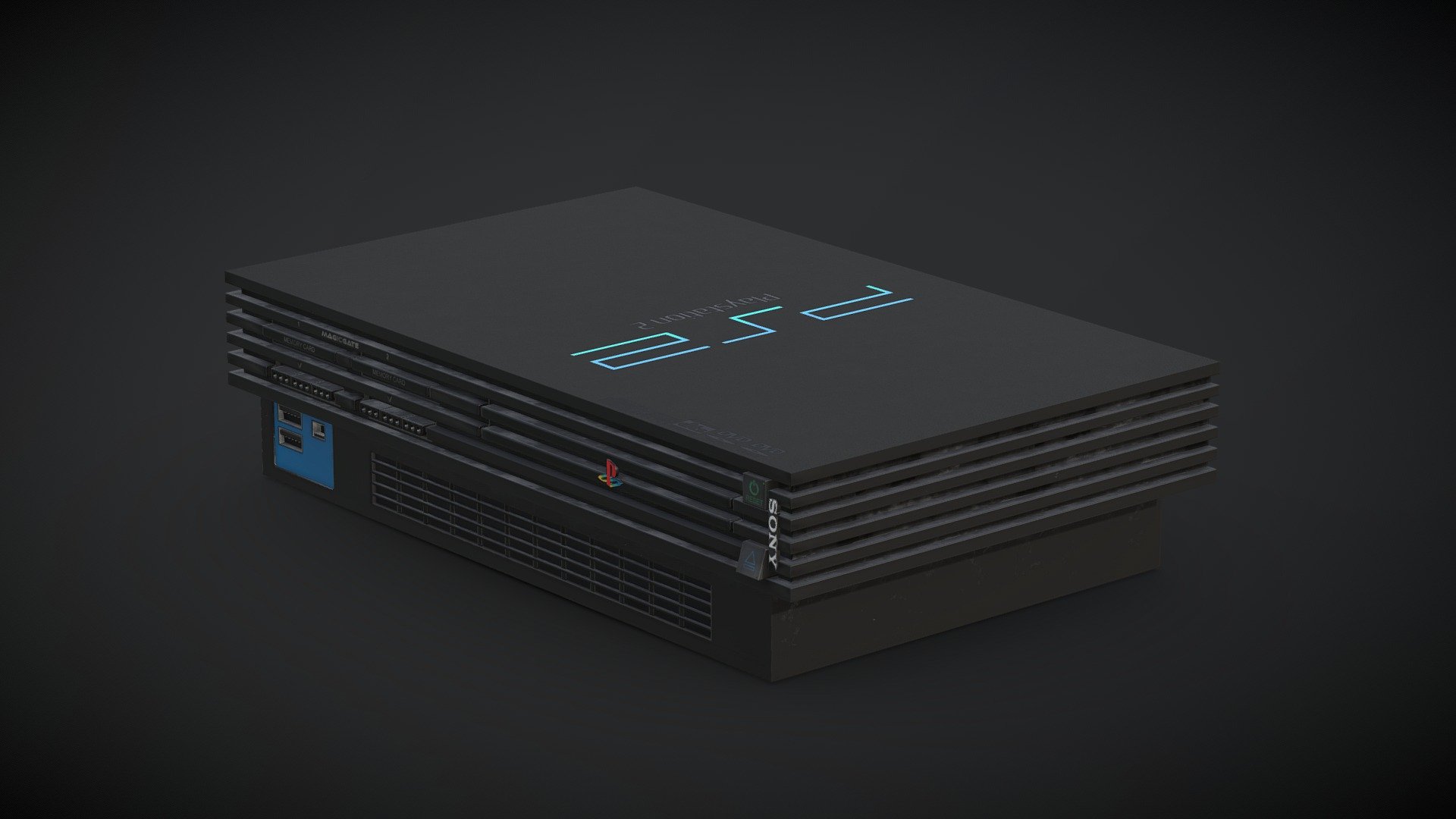 3D model PlayStation 2 Low Poly console VR / AR / low-poly