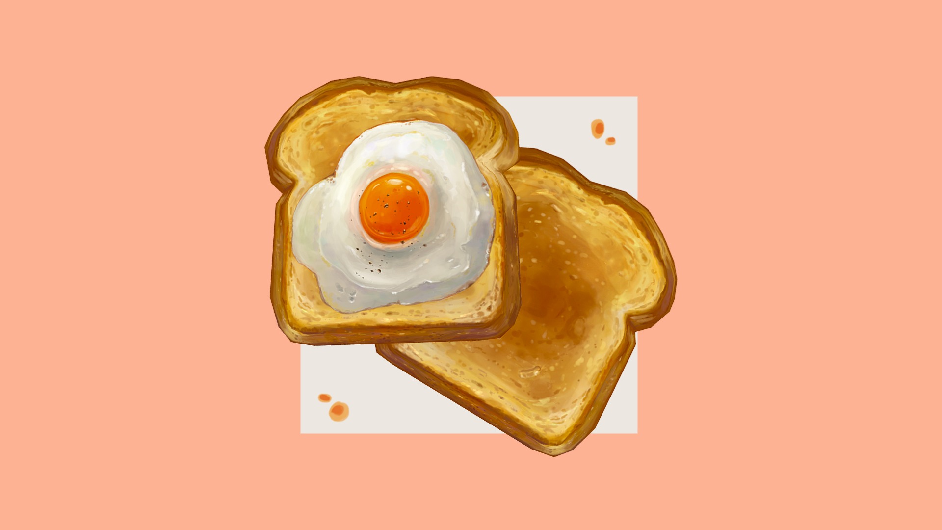 3D model Handpainted Eggs on Toast - This is a 3D model of the Handpainted Eggs on Toast. The 3D model is about a yellow and white object.