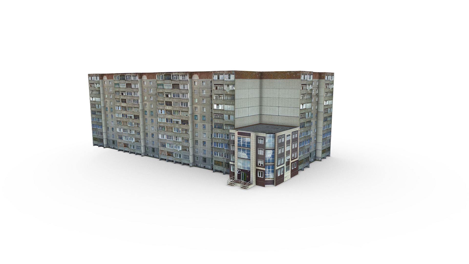 3D model 10 Storey Residential Building - This is a 3D model of the 10 Storey Residential Building. The 3D model is about a large building with many windows.